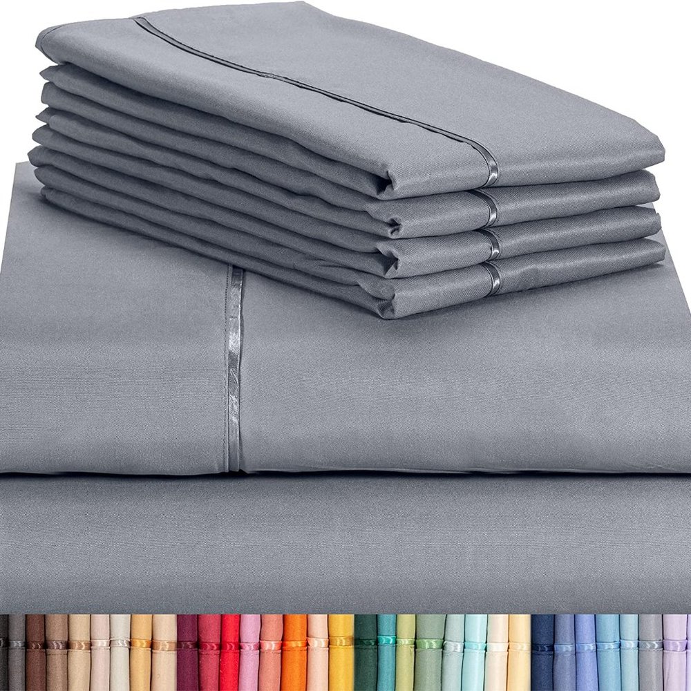 LuxClub 6 PC Sheet Set Sheets Deep Pockets 18" Eco Friendly Wrinkle Free Sheets